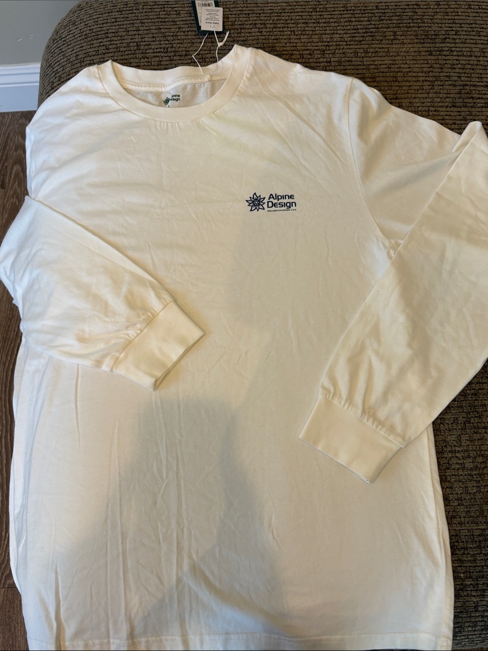 Alpine Design Long Sleeve Crewneck Shirt - Cream with Navy Logo